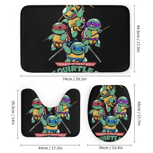 Squirtle Duschvorhang-Set mit rutschfesten Teppichen, 4-teilig 2