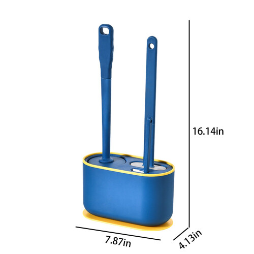 Set di scopini per WC con supporto, 3 spazzolini in silicone 2
