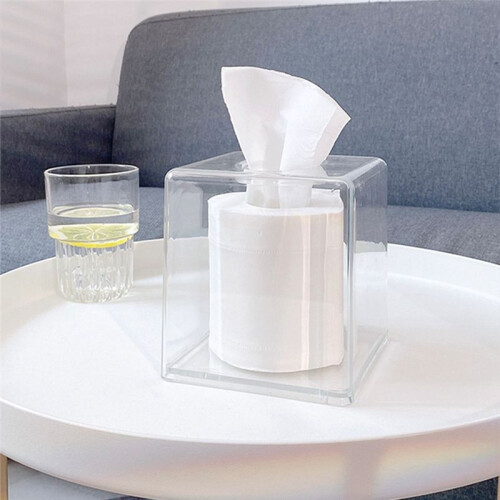 1pc Transparent Tissue Box Tabletop Bathroom Roll Paper Container Kitchen Home Use 2