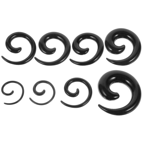 Spiral Ear Taper Expander Black 8 pcs 14G-00G 2