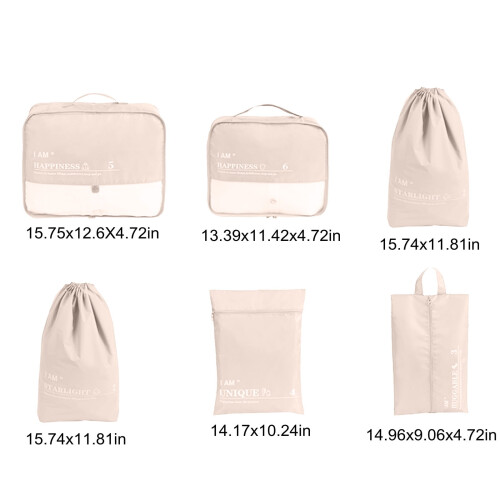 Packing Cubes Set Beige 6PCS with Shoe Compartment 2