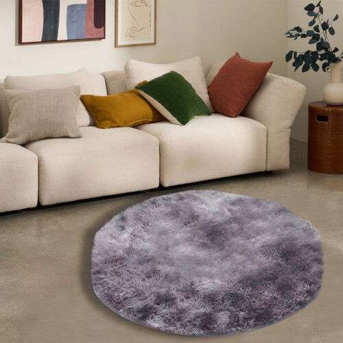 WIZUTIZ Rund Matta Fluffig Shag 61 cm 2