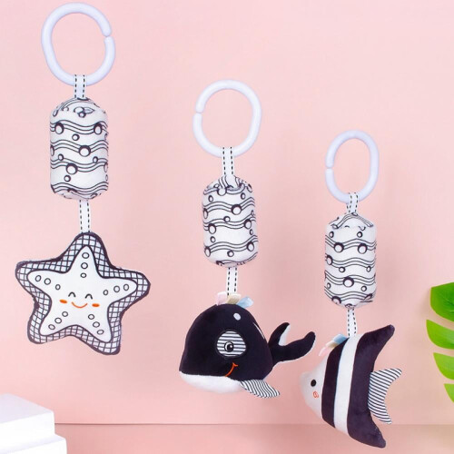 Baby Hanging Bell for Stroller or Crib Black and White 1