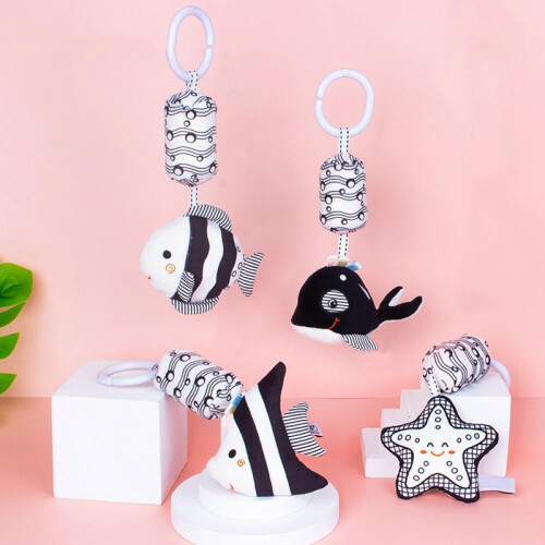 Baby Hanging Bell for Stroller or Crib Black and White 1