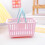 Mini panier de rangement de bureau avec poignée bleu rose 5