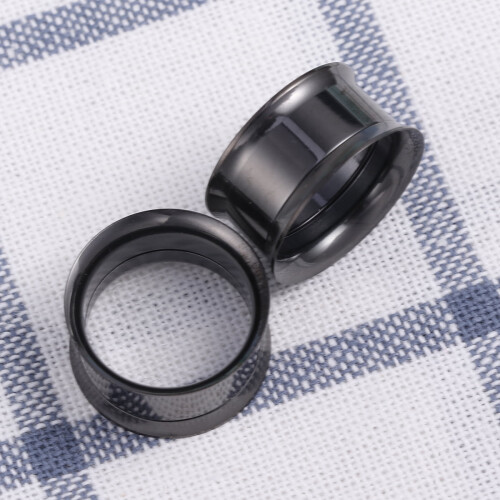 Stainless Steel Ear Tunnels 2PCS Black 18mm 2