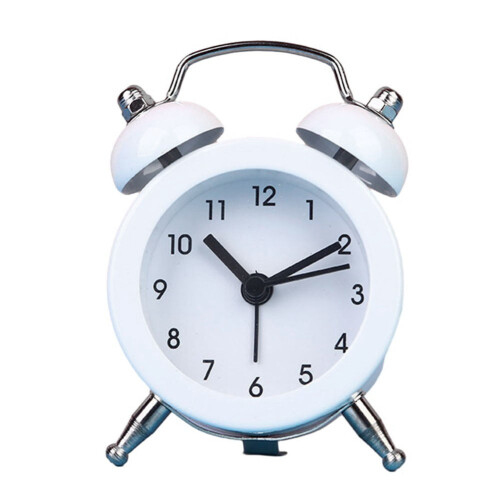 Classic double bell alarm clock white analog quartz 2