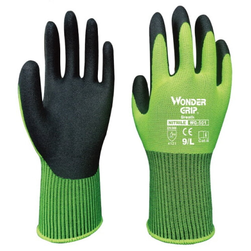 Gardening Work Gloves Nylon Spandex Fluorescent Green 1