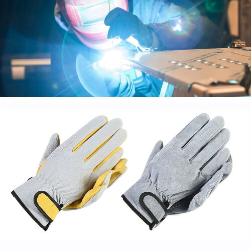 Welding Gloves Heat-Resistant Leather Grey Yellow 1