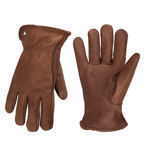 Dark Brown Cow Leather Work Gloves for Yardwork and 1