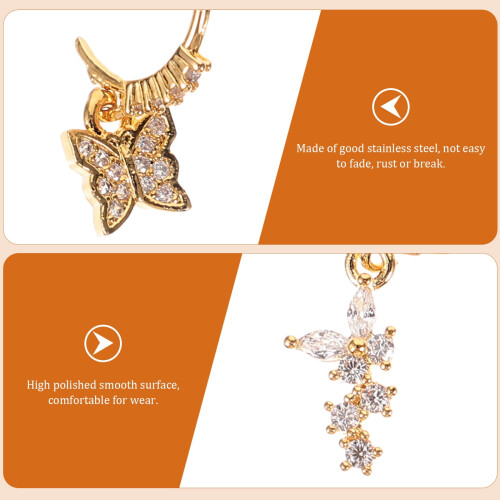 Butterfly Nose Studs Stainless Steel 3 Pcs 2