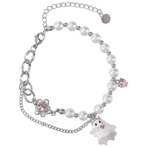 Halloween ghost beaded pearl bracelet with crystals 2