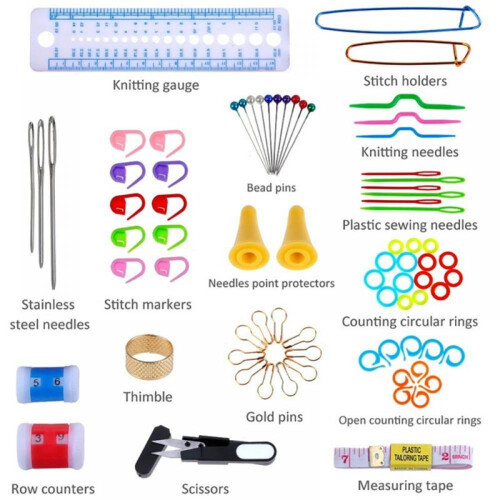 Knit Gauge Scissors and Stitch Holders Set 8 pcs 2