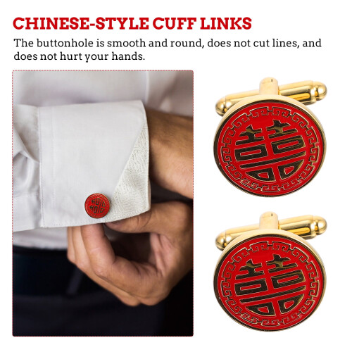 Gold-tone copper cufflinks for men, wedding attire 2