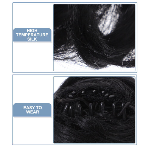 Extensión de moño negro con pinzas para mujer 1
