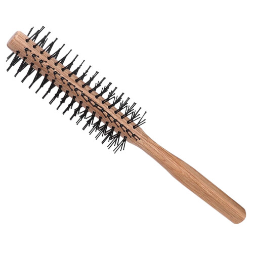 Runde Haarbürstenrolle mit Holzgriff und Nylonborsten 1