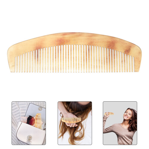 Pieptene din corn natural, antistatic, pentru netezirea părului, 17 cm 1