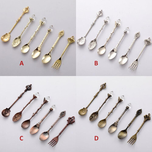 Ensemble de cuillères rétro en métal doré (6 pièces) 2