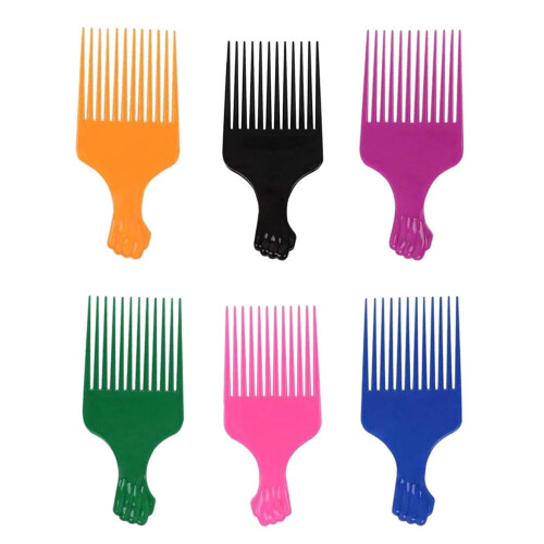 Pieptene de păr afro colorat, 6 bucăți 2