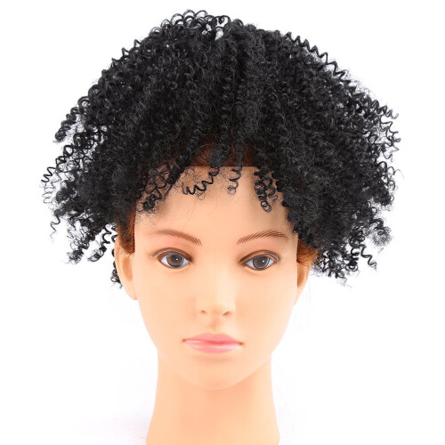 Extensión de coleta rizada negra con clip y cordón ajustable 1