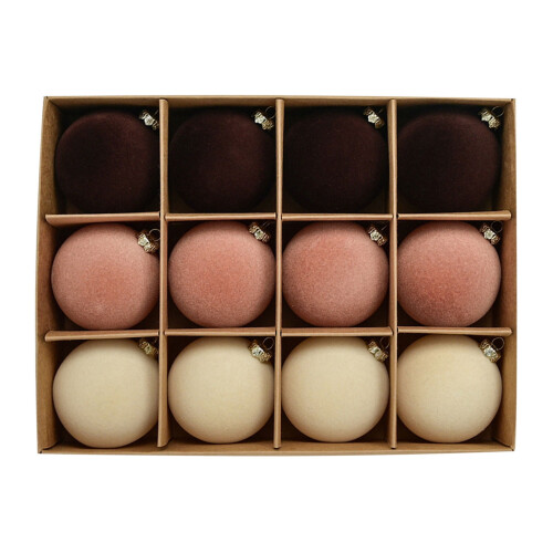 Boules de Noël en plastique floqué (12 pièces) 1