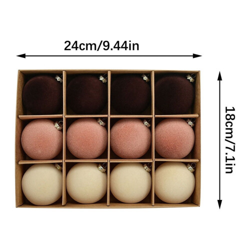Boules de Noël en plastique floqué (12 pièces) 2