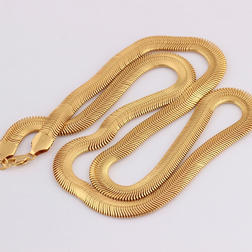 Colar de corrente de osso torcido em ouro amarelo 18K com 63,5 cm (25 polegadas) 1