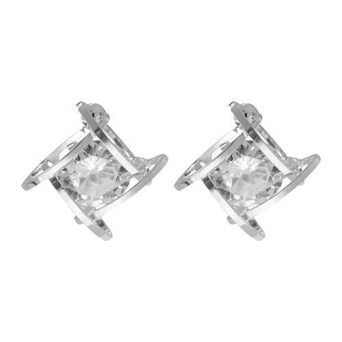 Orecchini a perno geometrici da donna con cristalli, oro e argento 1
