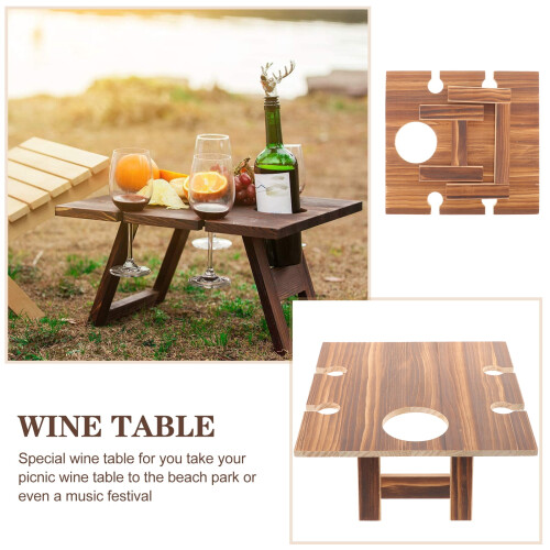 Portable folding picnic table with wine holder 1 piece 2