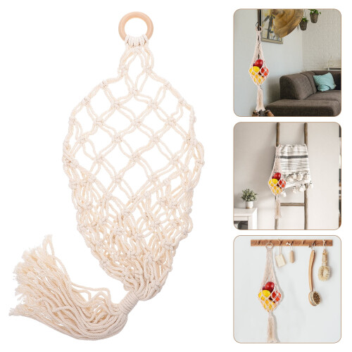 Macrame fruit hammock kitchen storage set 1