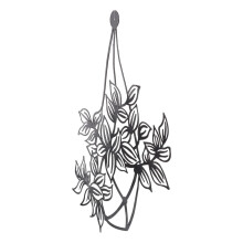 Silhouette de fleurs en fer forgé, sculpture murale décorative, bordure noire.