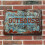 Vintage metallskylt "Uthus" 20x30 cm blå, sliten 1