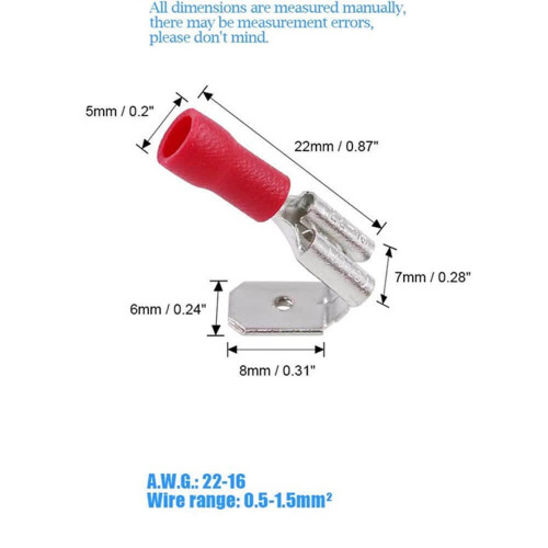 Connecteurs à fourche mâle/femelle 22-16 AWG (25 pièces) 1