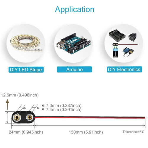 Clemă tip T pentru conector baterie 9V cu fire 10 buc 1