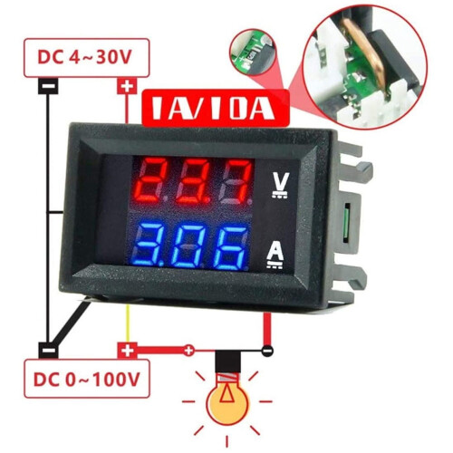 Digitale voltmeter/ampèremeter 10A autospannings-/stroomtester 1