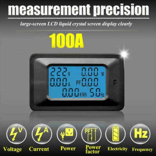 Voltímetro e amperímetro digital CA com display LCD 100A 1