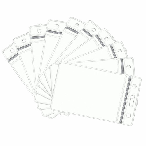 ID Badge Holder Sleeve Clear Vertical 3x4in 10Pcs 1