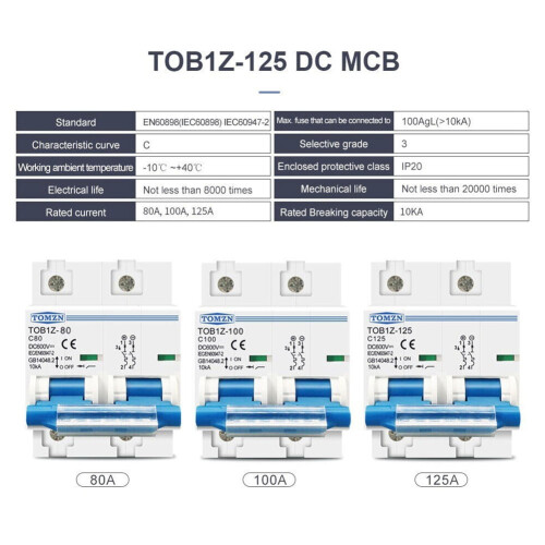 DC MCB for Solar PV2-Pole125A600V Circuit Breaker 1
