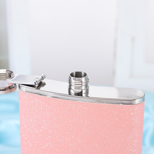 Edelstahl-Flachmann mit Glitzerbeschichtung, 177 ml 1