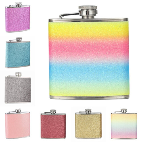 Edelstahl-Flachmann mit Glitzerbeschichtung, 177 ml 2
