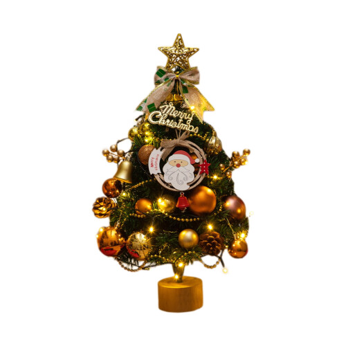 Mini LED Christmas Tree with Berries Gold 13.8" Desktop 1