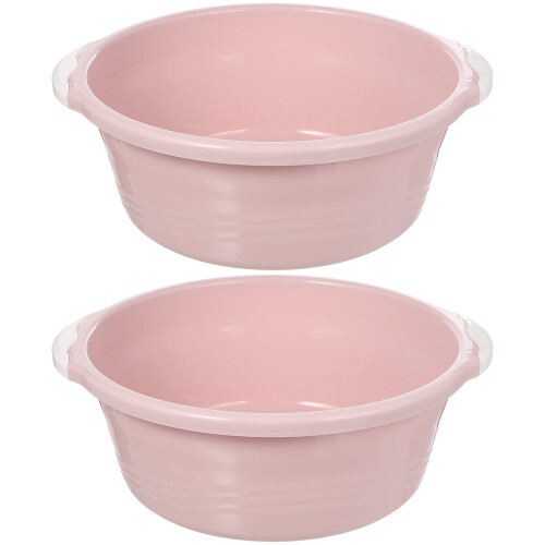 Rund plastvask til badet, 2 stk. rosa 2