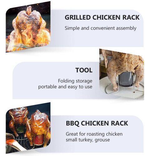Chicken Roasting Rack Folding Beer Can Stand 2 Pcs 1