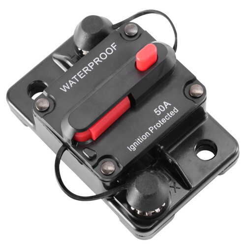 50A Waterproof Dual Circuit Breaker with Switch Black 1