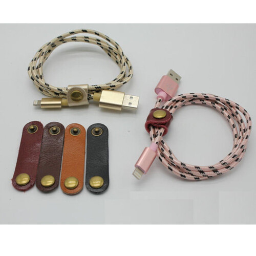 USB-kabelorganisatör i läder med tryckknapp, 1-pack 1
