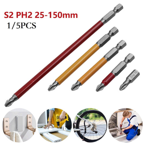 Parafusadeira elétrica com encaixe hexagonal e bits magnéticos de 25 a 150 mm 1