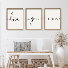 Love You More Wall Art Set of 3, Wood Frame, 11x14 Inch,