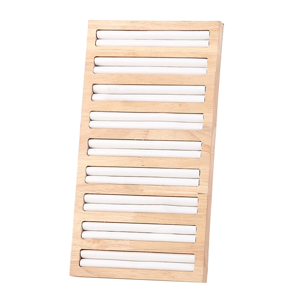 Bamboo ring display tray rectangular white