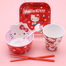 Kids' kitty bowl with anti-slip base and cool-touch spoon