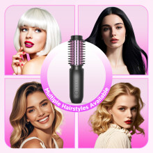 2-in-1 Cordless Hair Curler & Straightener Brush 7000mAh Rechargeable Hot Brush, Portable Curling Iron, 150°C-210°C Adjustable Temp, Fast Heating